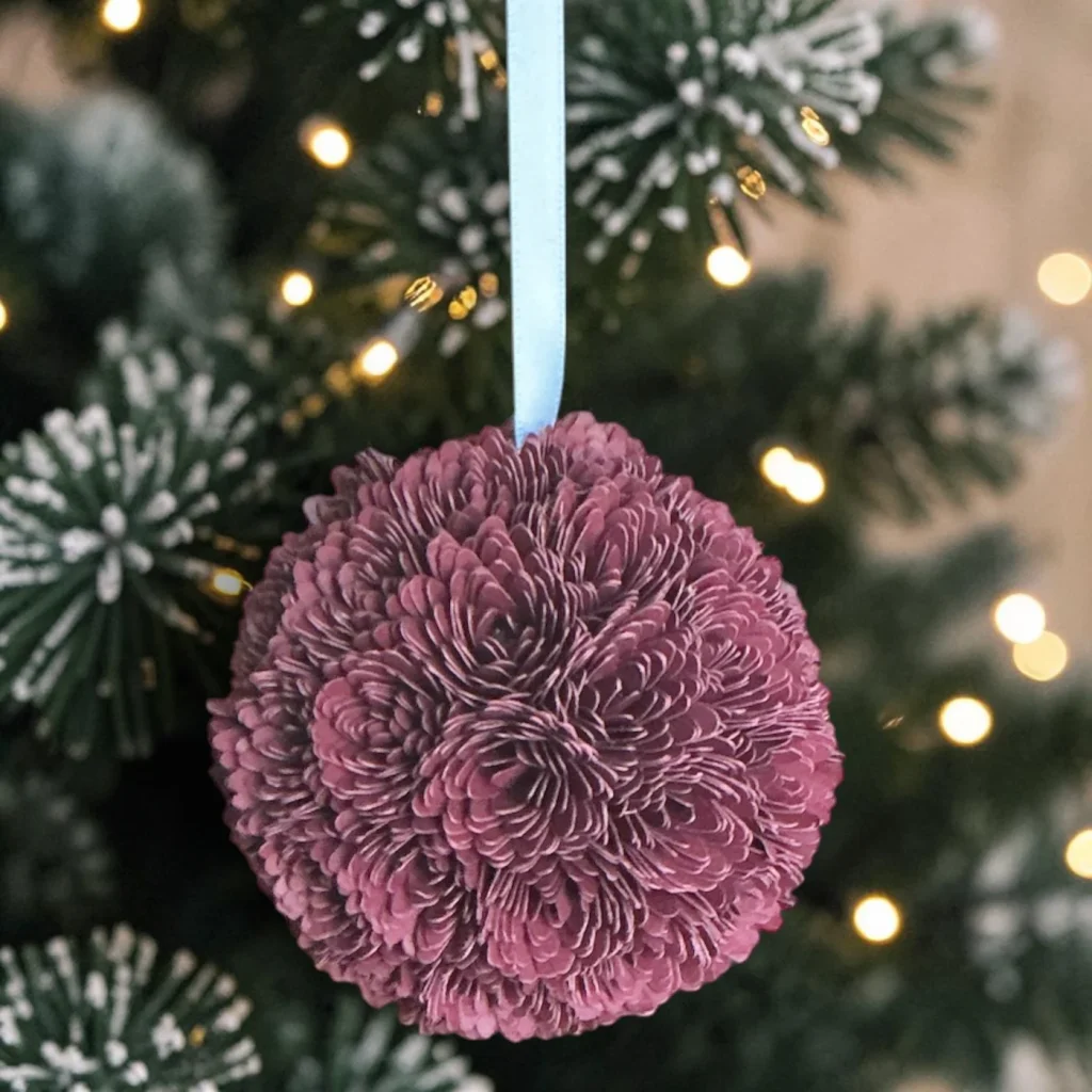 Burgundy Chrysanthemum Ornament, 2.5"