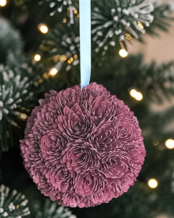 Burgundy Chrysanthemum Ornament, 2.5"