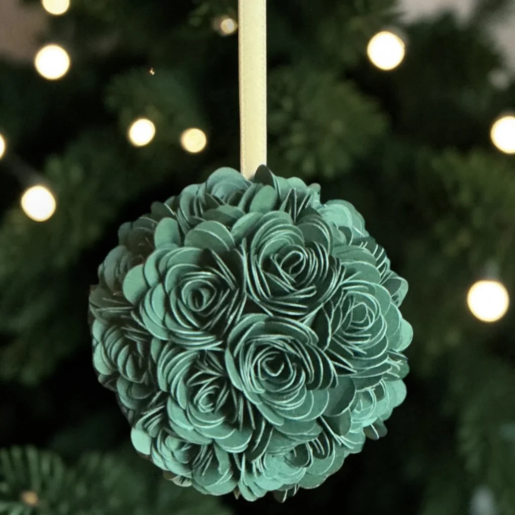Dark Green Rose Ornament, 3"