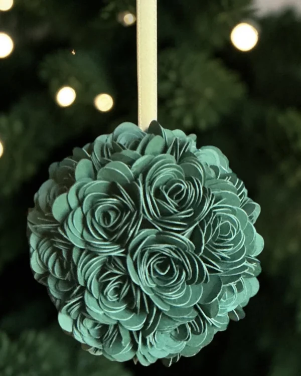 Dark Green Rose Ornament, 3"